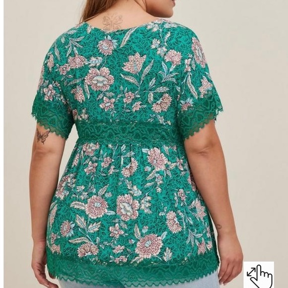 Torrid Babydoll Super Soft Lace Trim Button Front Top 4 X - Picture 3 of 4